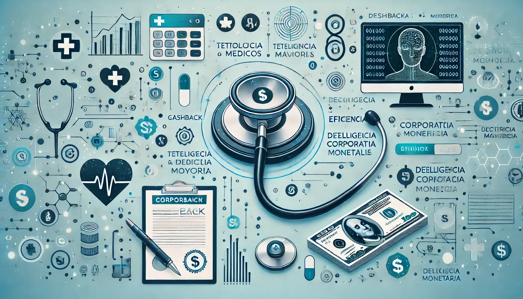 DALL·E 2025-03-12 13.22.04 - Una imagen corporativa moderna representando el concepto de cashback en siniestros médicos mayores, destacando tecnología, confianza y eficiencia. Mos